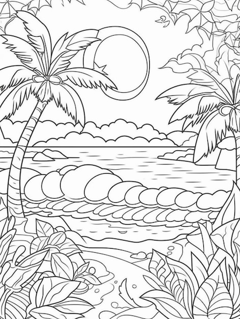 Page beach coloring page images