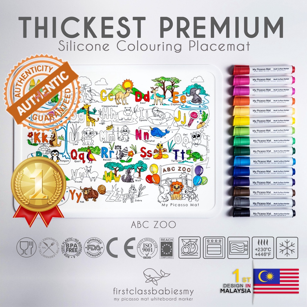 Picasso mat extra large learning series alphabetsâï premium quality âï reusable silicone colouring mats malaysia