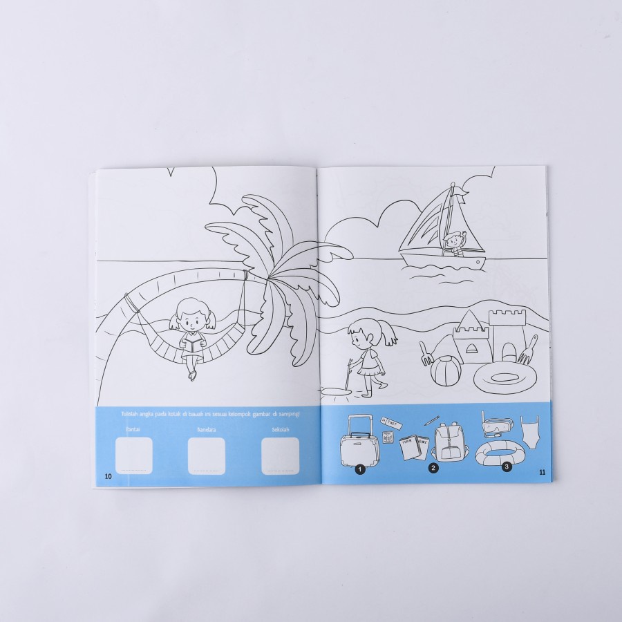 Buku aktivitas anak belajar mewarnai tema pantai anak tk paud indonesia