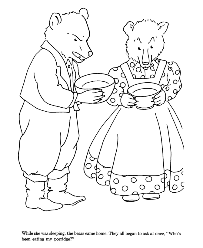 Goldilocks and the three bears coloring pages