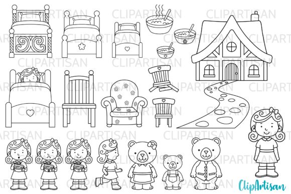 Goldilocks and the three bears clip art graphic by clipartisan