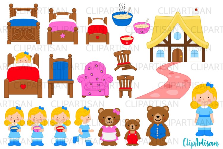 Goldilocks and the three bears clip art