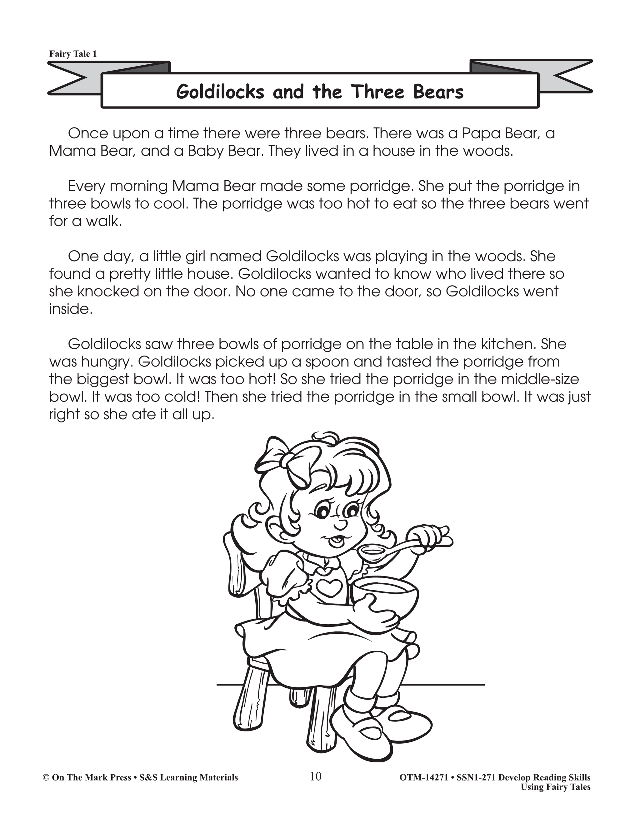 Goldilocks the three bears color sequencing activity gr