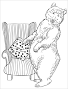 The papa bear is looking under the table while the mama bear is giving her porridge to the baby bear coloring page free printable coloring pages