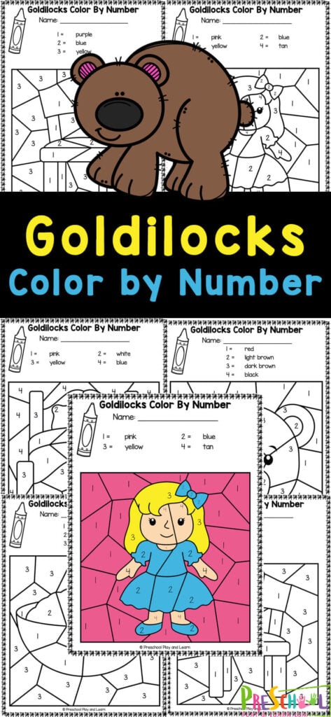 Goldilocks and the three bears color by number worksheets