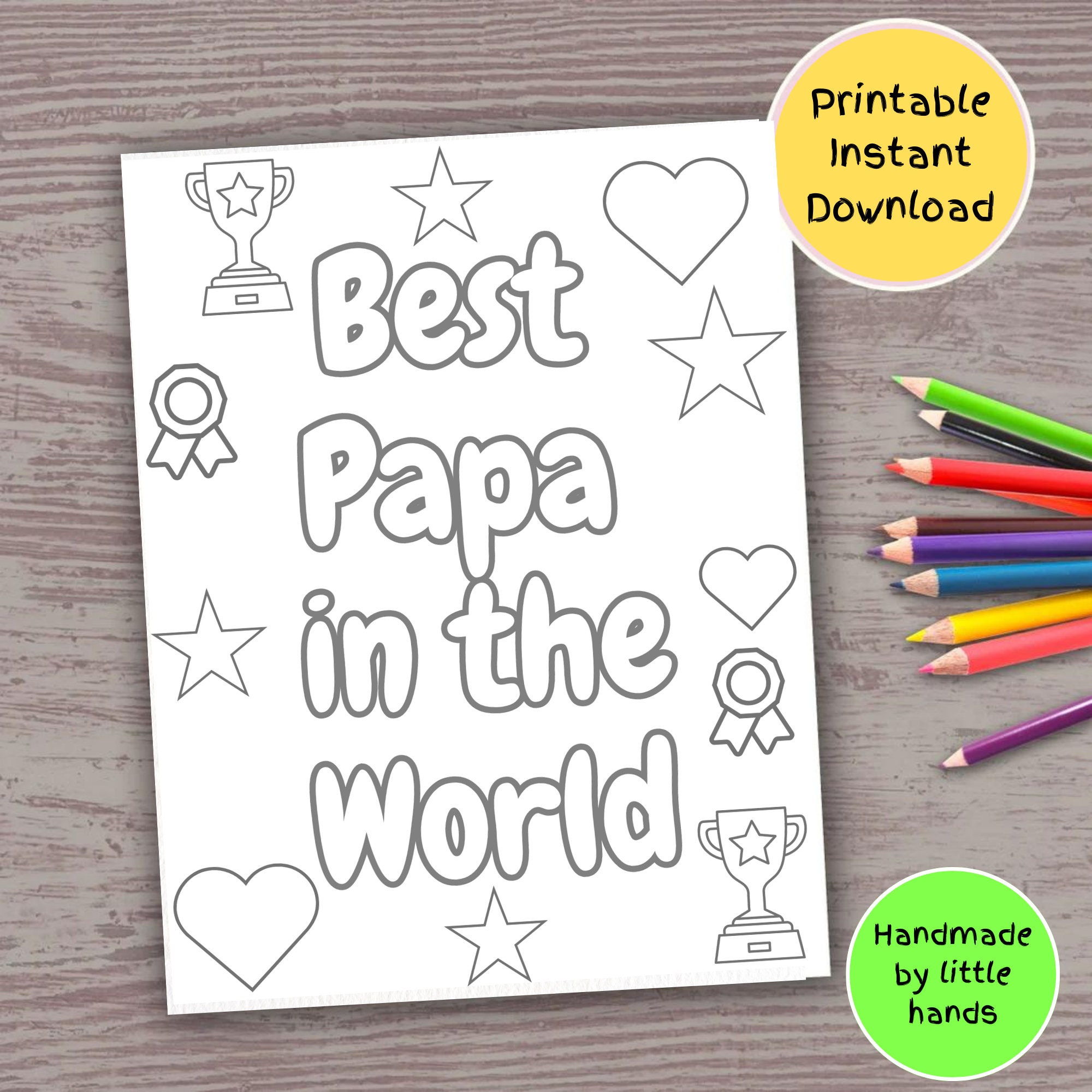 Best papa coloring page for kids printable coloring sheet handmade thank you birthday gift card papa from grandkids grandson granddaughter