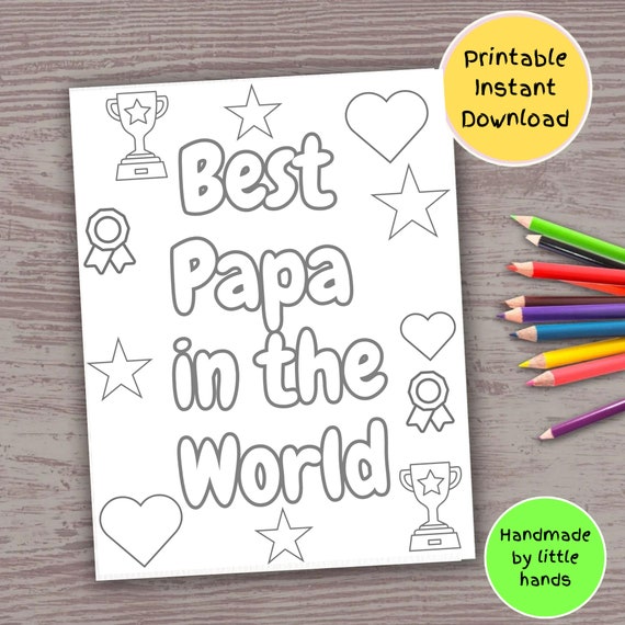 Best papa coloring page for kids printable coloring sheet handmade thank you birthday gift card papa from grandkids grandson granddaughter