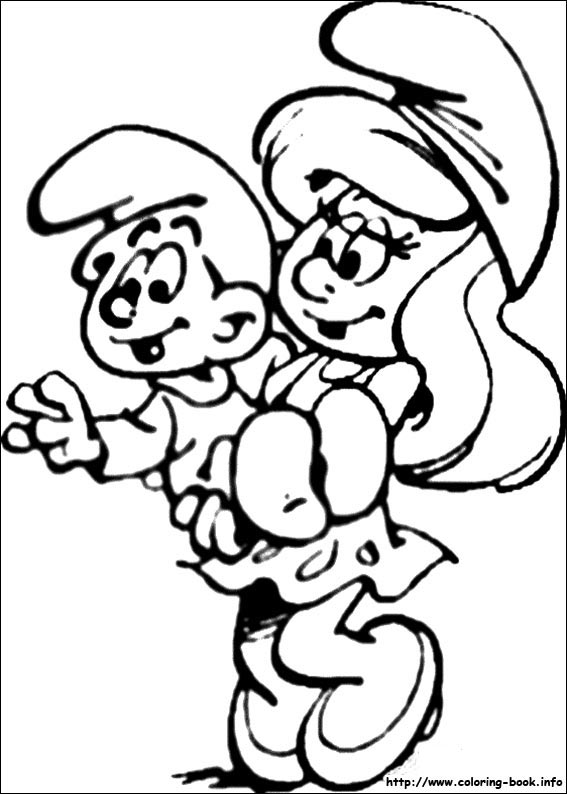 The smurfs coloring picture