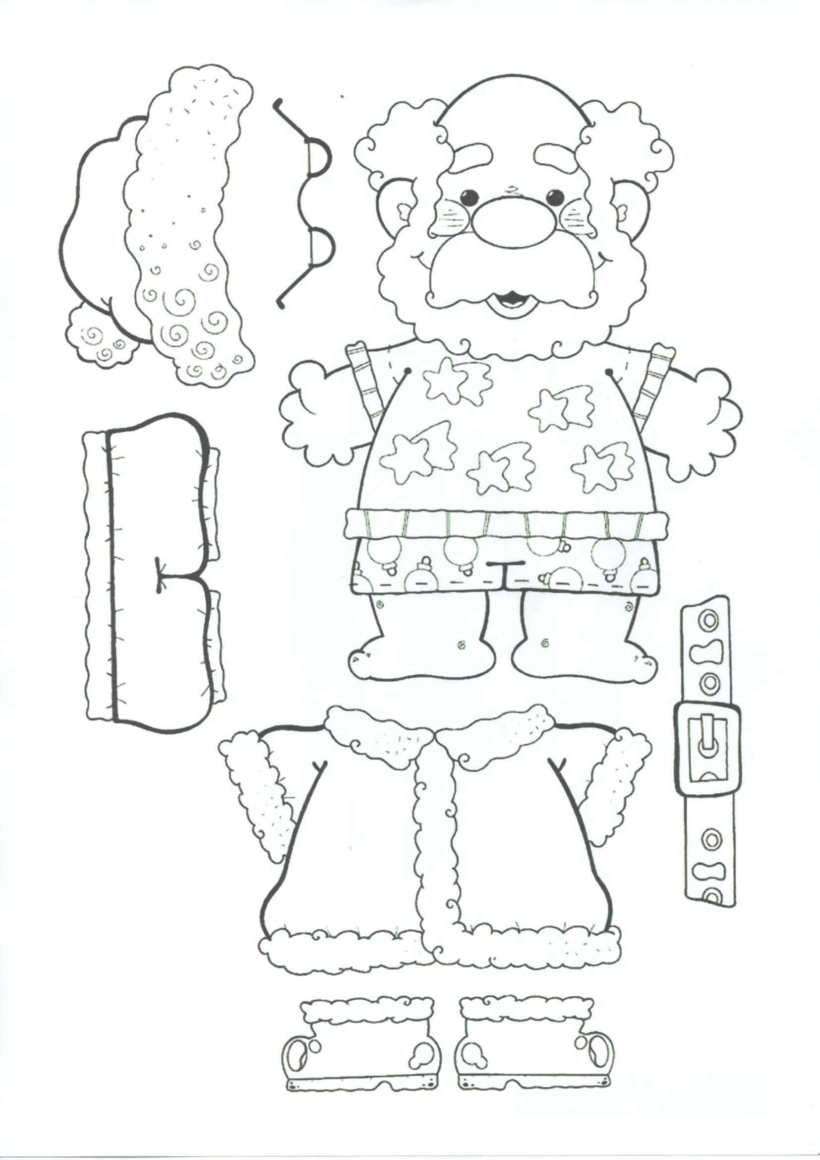 Papai noel para colorir e montar
