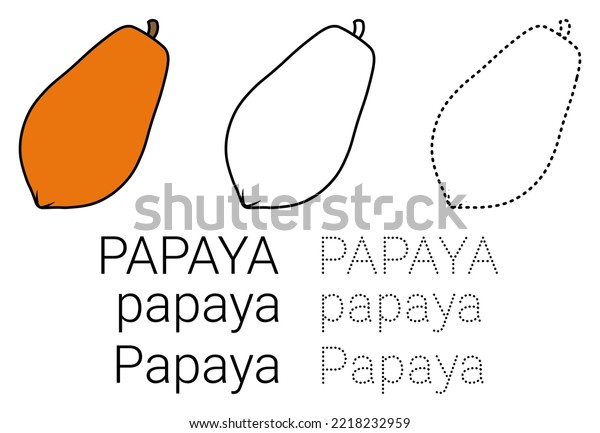 Papaya coloring page kids connect dots stock vector royalty free