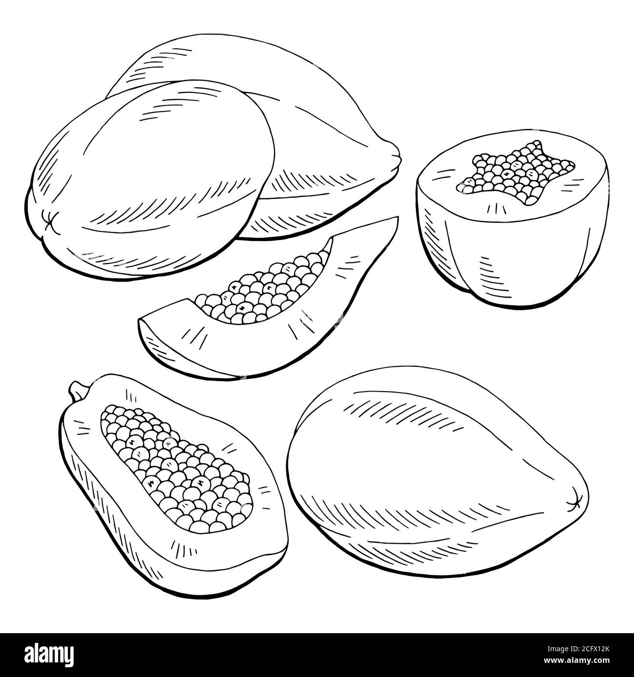 White papaya black and white stock photos images