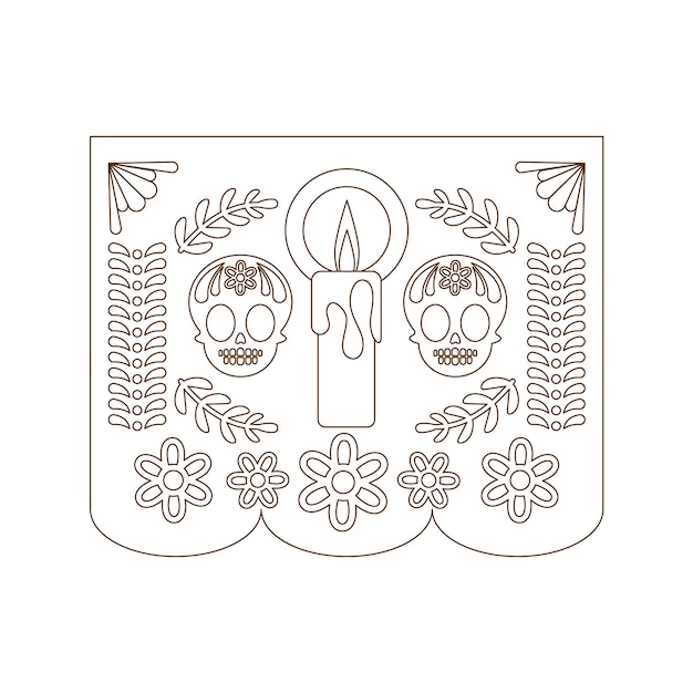 Free vector hand drawn papel picado coloring page illustration