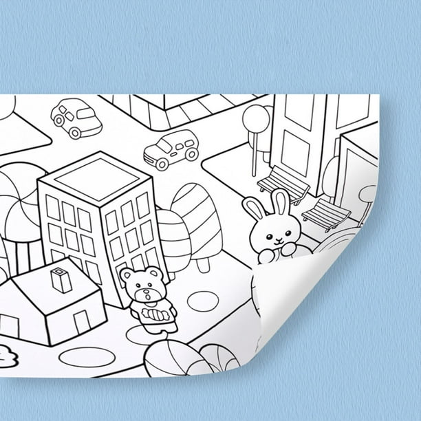 Rollo de papel para colorearrollo de papel para colorear continuo papelrollo de papel de dibujo adhesivo mantel para colorearpared pegatinas para colorear hojas para ciudad interesante