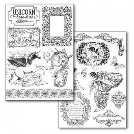 Pack de hojas de papel bn para transferencia unicorn wonderland