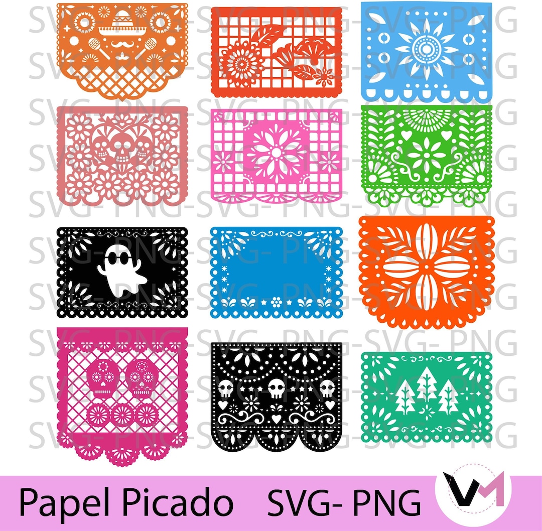 Papel picado mexicano svg papel picado png digital file instant download papel picado clipart mexican party mexican decor confetti svg