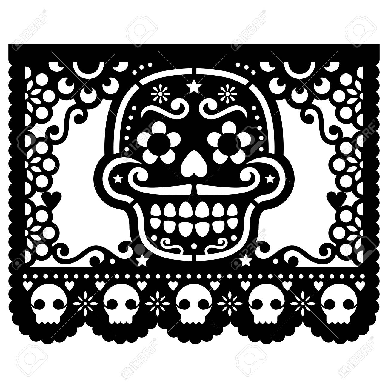 Mexican sugar skull vector paper decorations