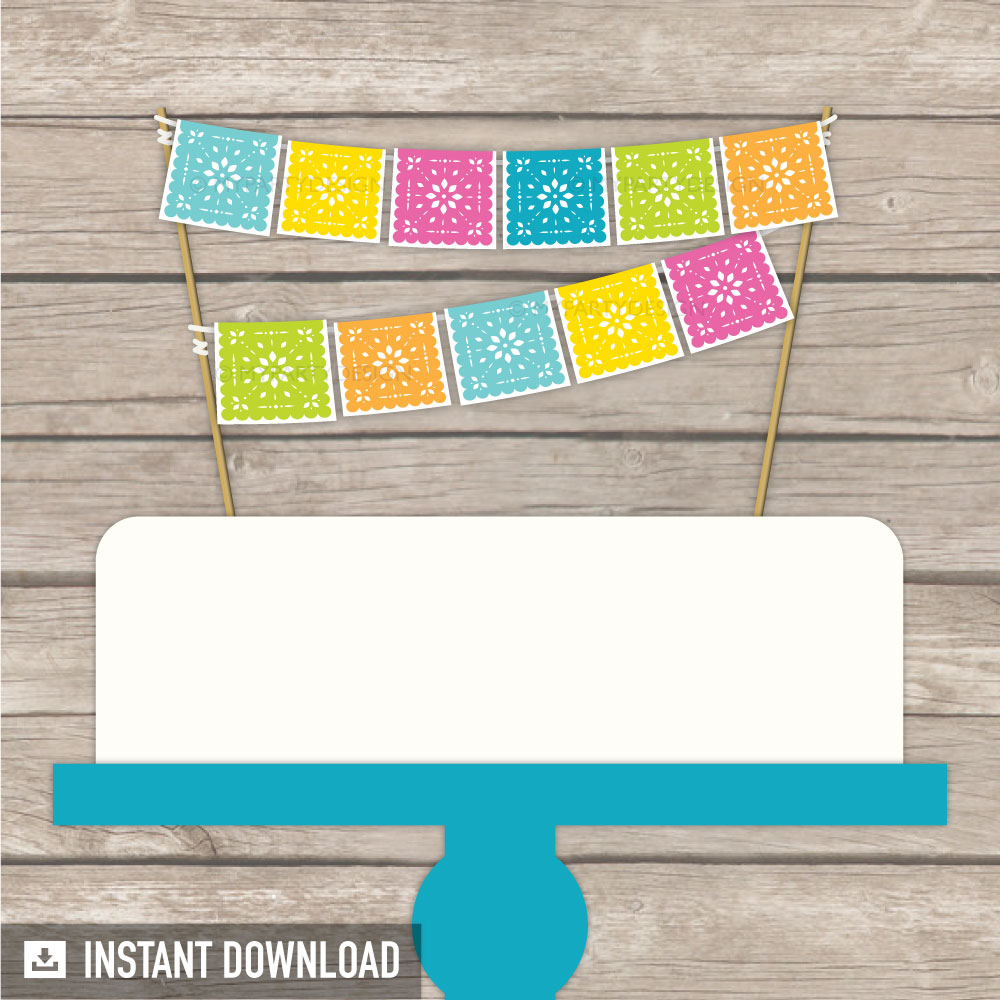 Papel picado cake topper