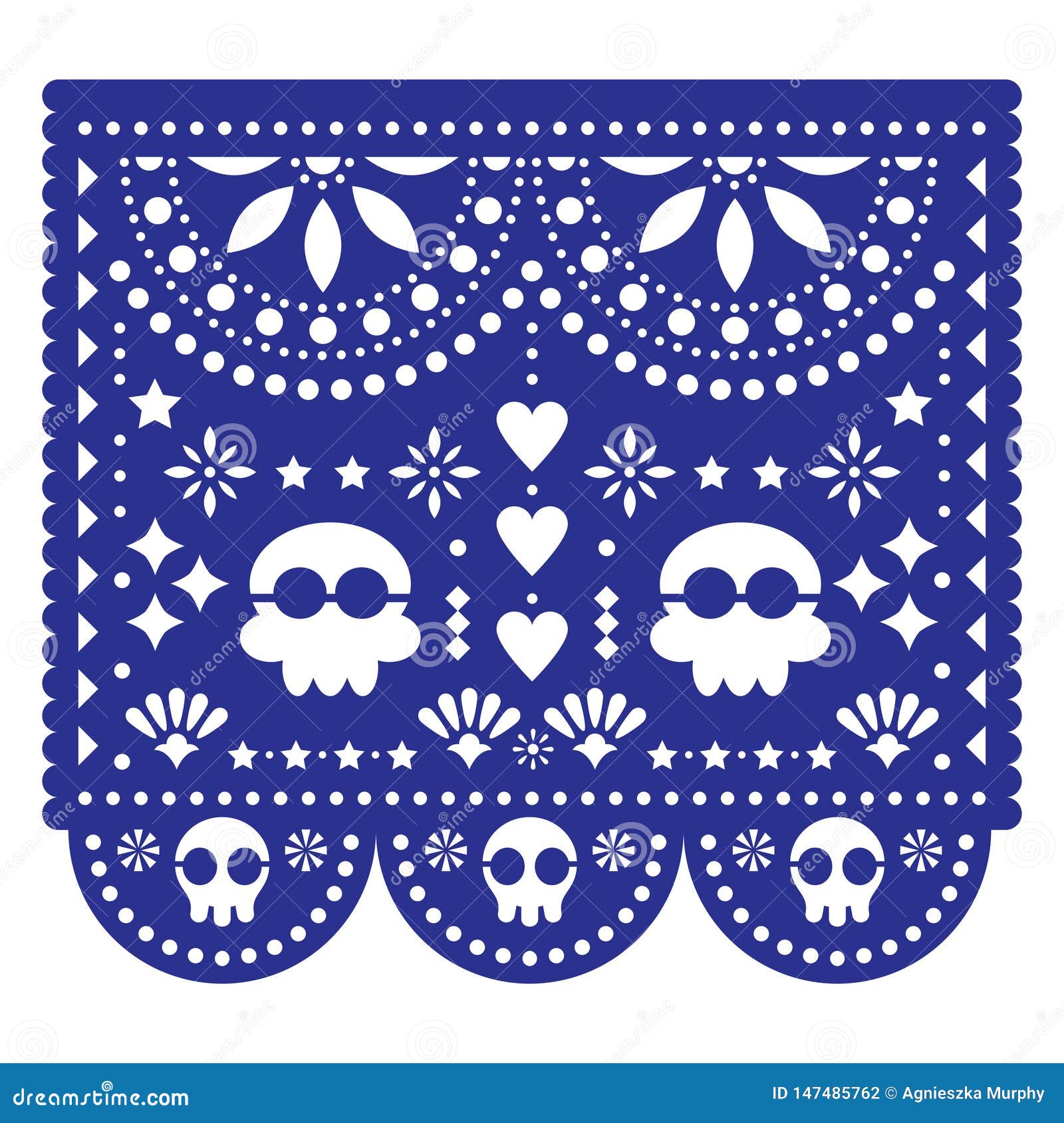 Papel picado wedding invitation or greeting card vector template