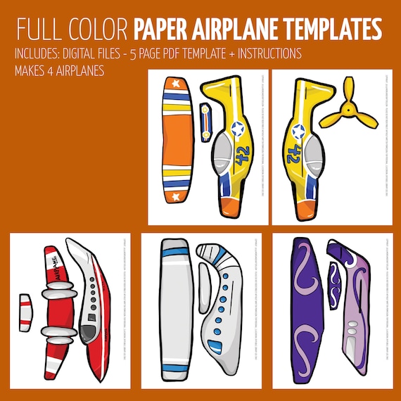 Styles paper airplanes full color paper craft template paper toy craft instant download kids craft template download now