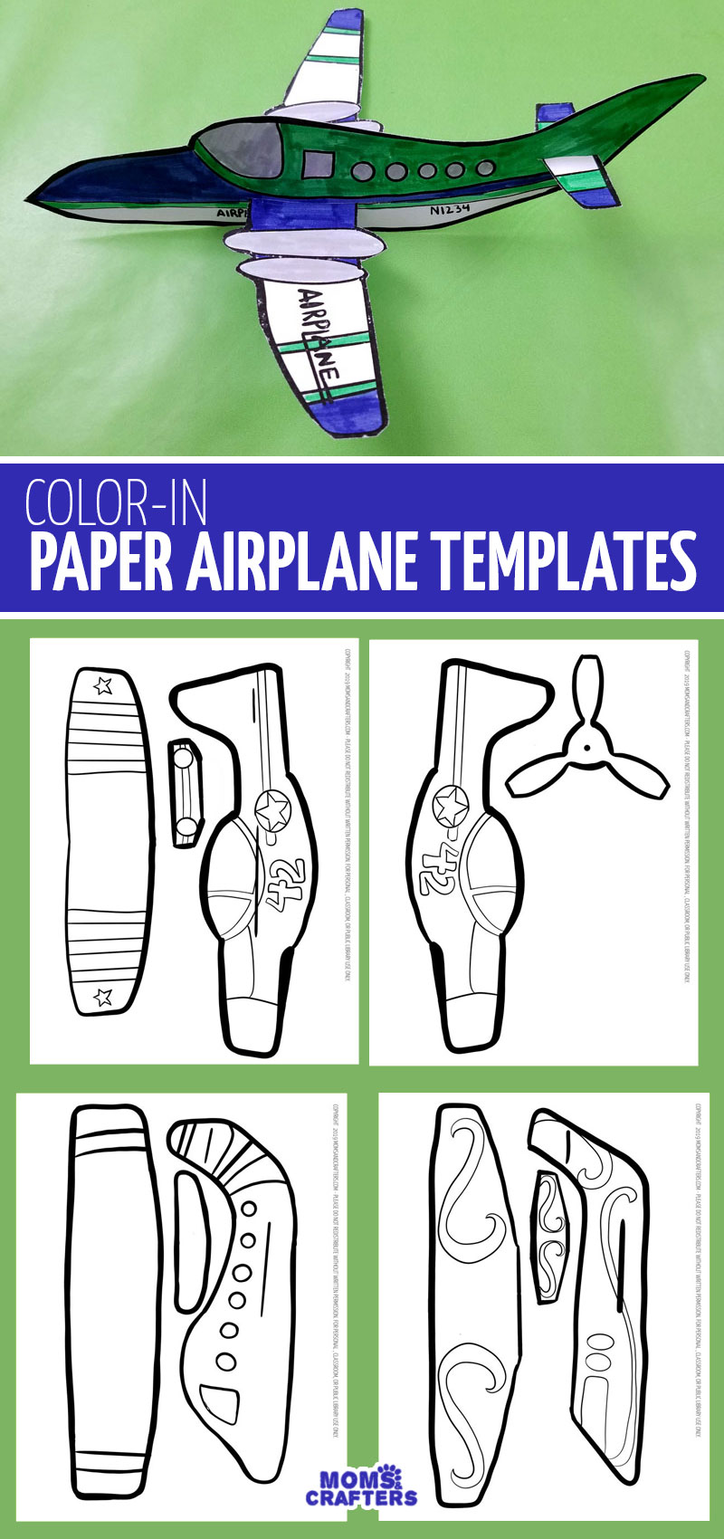 Easy paper airplane templates to print color craft and fly
