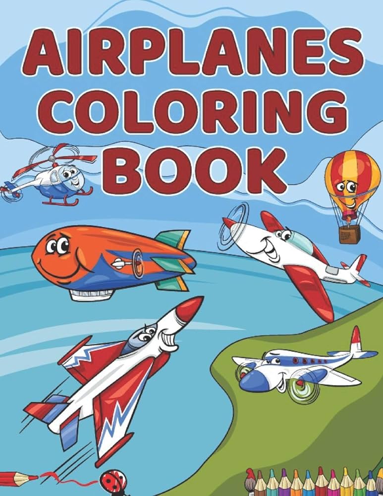 Airplane coloring book includes kids paper airplane book creative designs and fun with easy and simple x inch to get different airplane coloring coloring pages craft alisia books