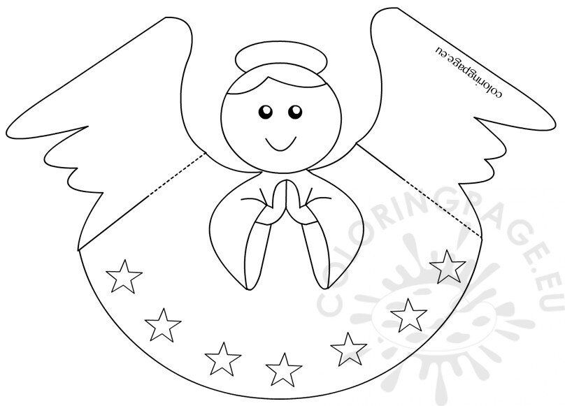 Paper angel template coloring page