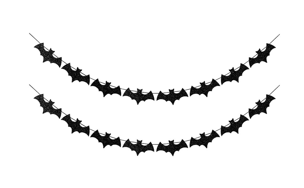 Black glitter bat garland halloween bats garland banner bat halloween banner bat halloween decorations for halloween home mantle haunted mansion decorations toys games