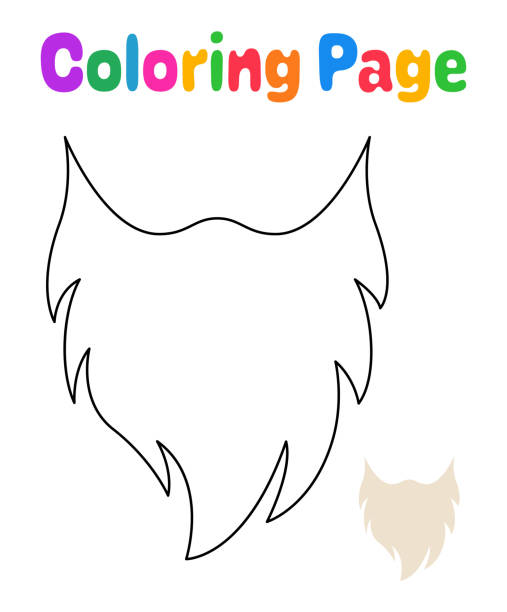 Coloring page with beard for kids stock illustration