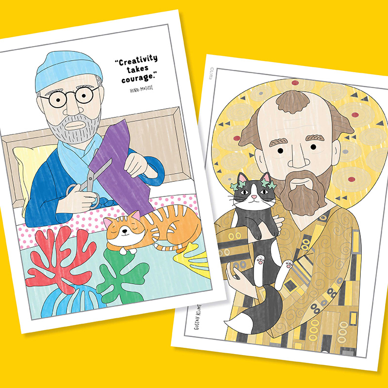 Famous artist colouring pages