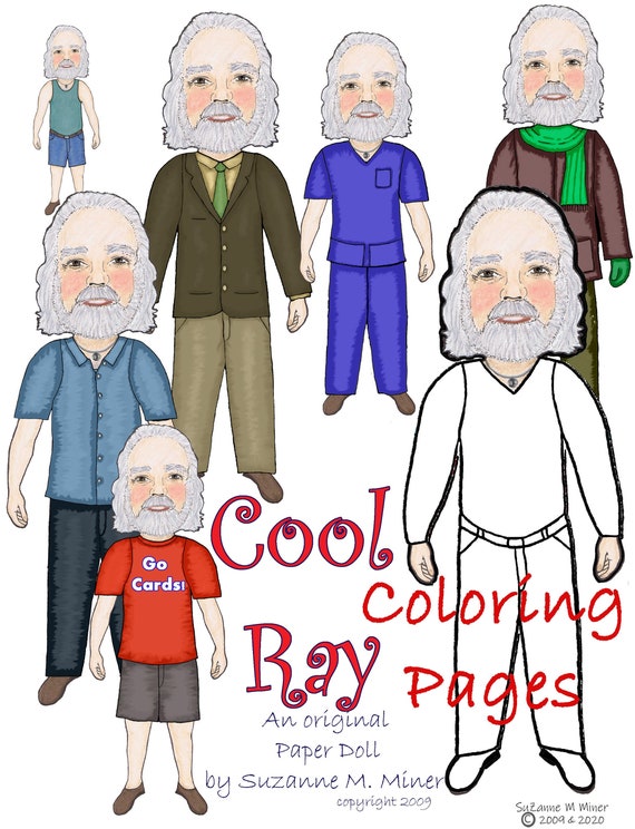 Cool ray paper doll coloring pages digital download nurse and veteran fun brown
