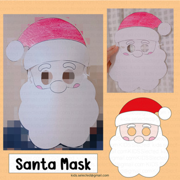 Santa mask craft christmas beard hat crown headband activities coloring pages