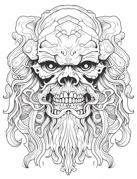 Premium ai image a coloring page with a man with a beard and a hat generative ai