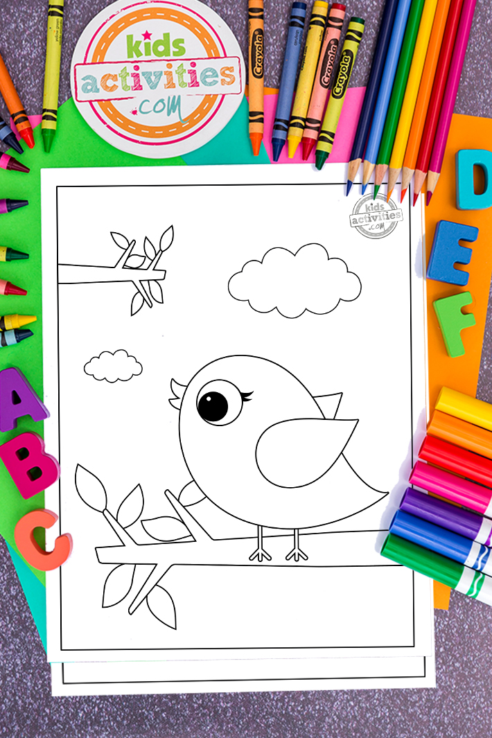 Simple cute bird coloring pages for kids kids activities blog