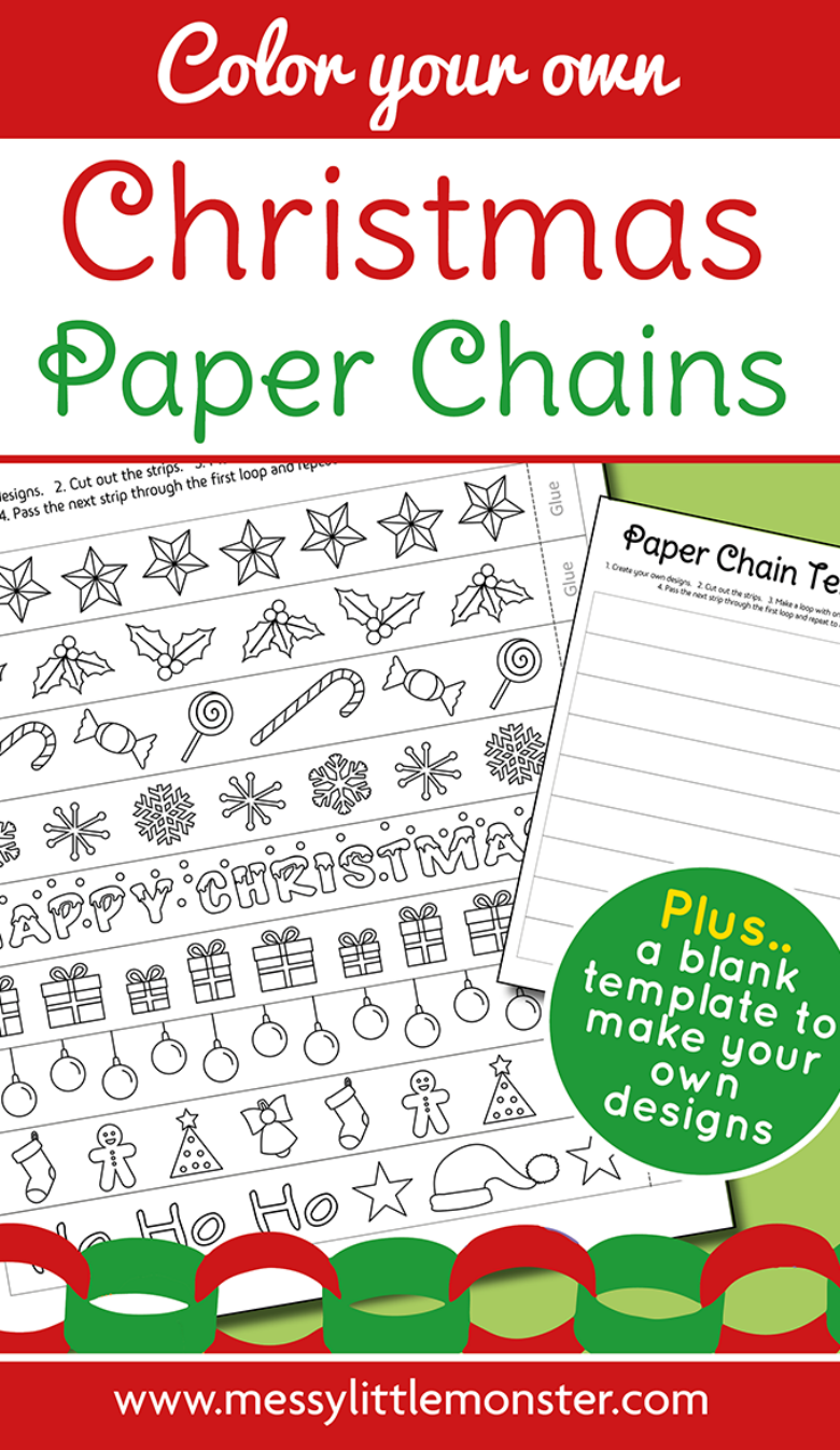 Printable christmas paper chain template christmas paper chains paper chains christmas paper