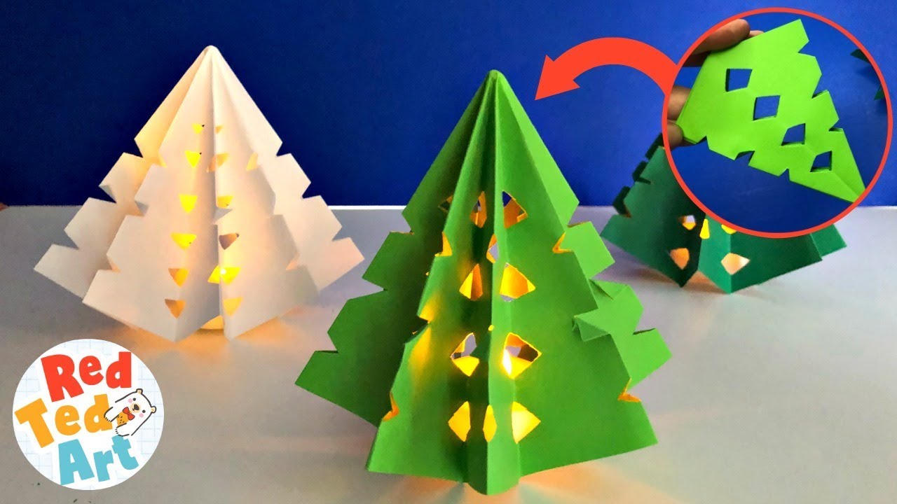D paper christas tree decorations luinaries