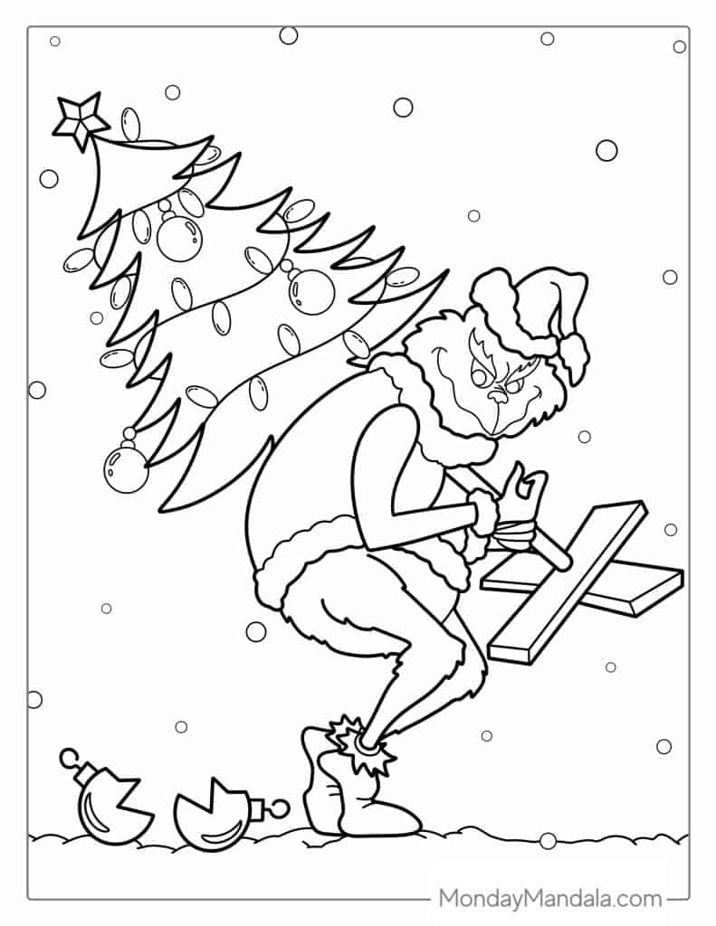 Christmas tree coloring pages free pdf printables