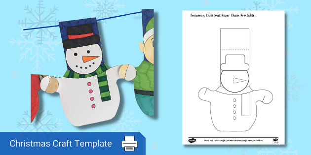 Snowman christmas paper chain printable