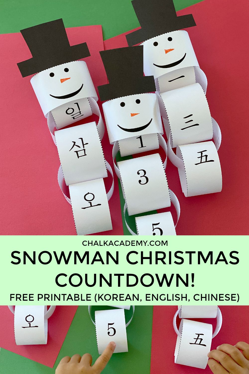 Paper chain snowman christmas countdown trilingual christmas activities for kids christmas paper chains christmas countdown