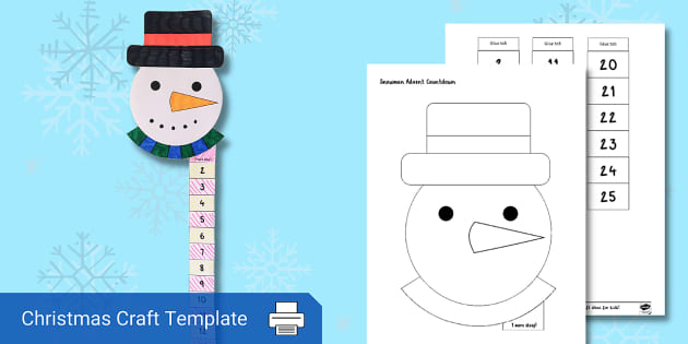 Snowman untdown to christmas printable paper craft
