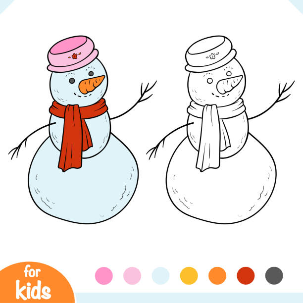Snowman coloring pages stock illustrations royalty