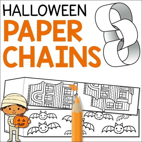 Halloween paper chain craft halloween coloring classroom decor and craftivity printable pdf decorations kids activity printable download