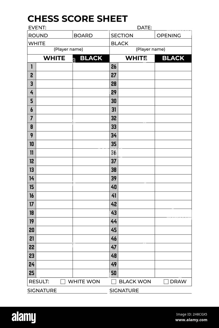 Chess score sheet hi