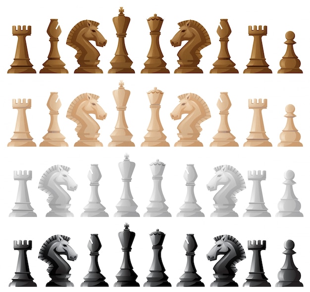 Chess pieces vectors illustrations for free download