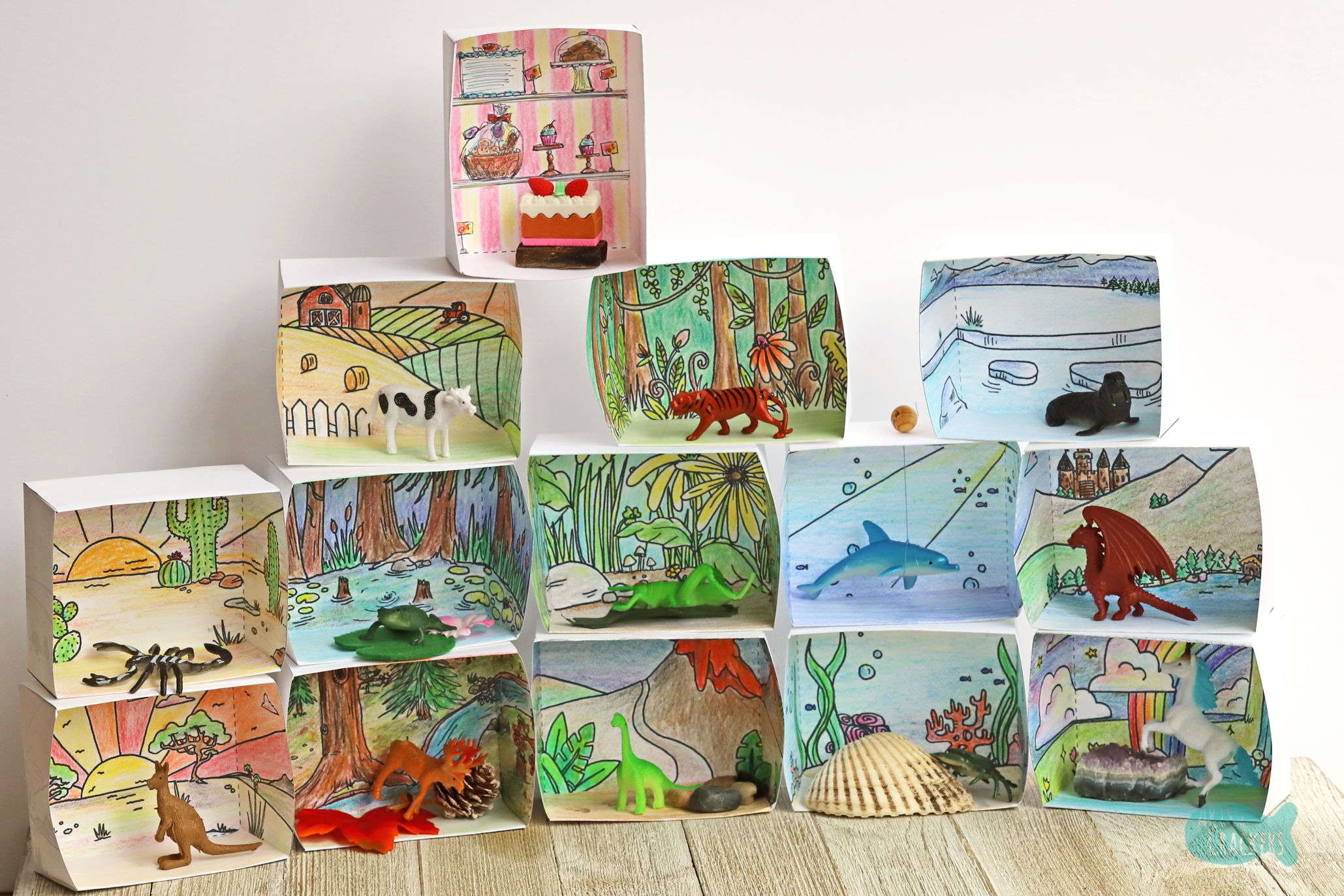 Printable d box diorama â animal habitat craft