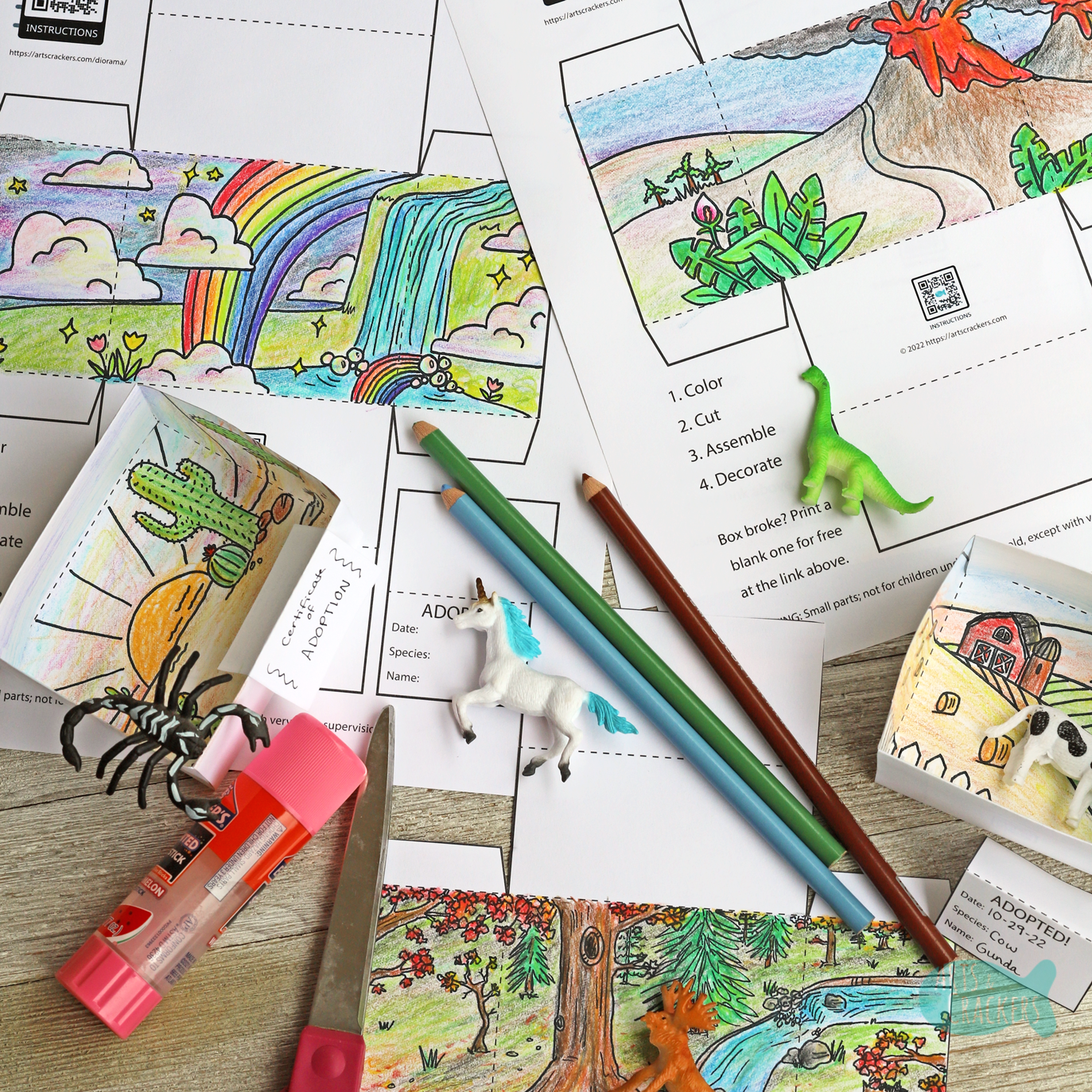 Printable d box diorama â animal habitat craft