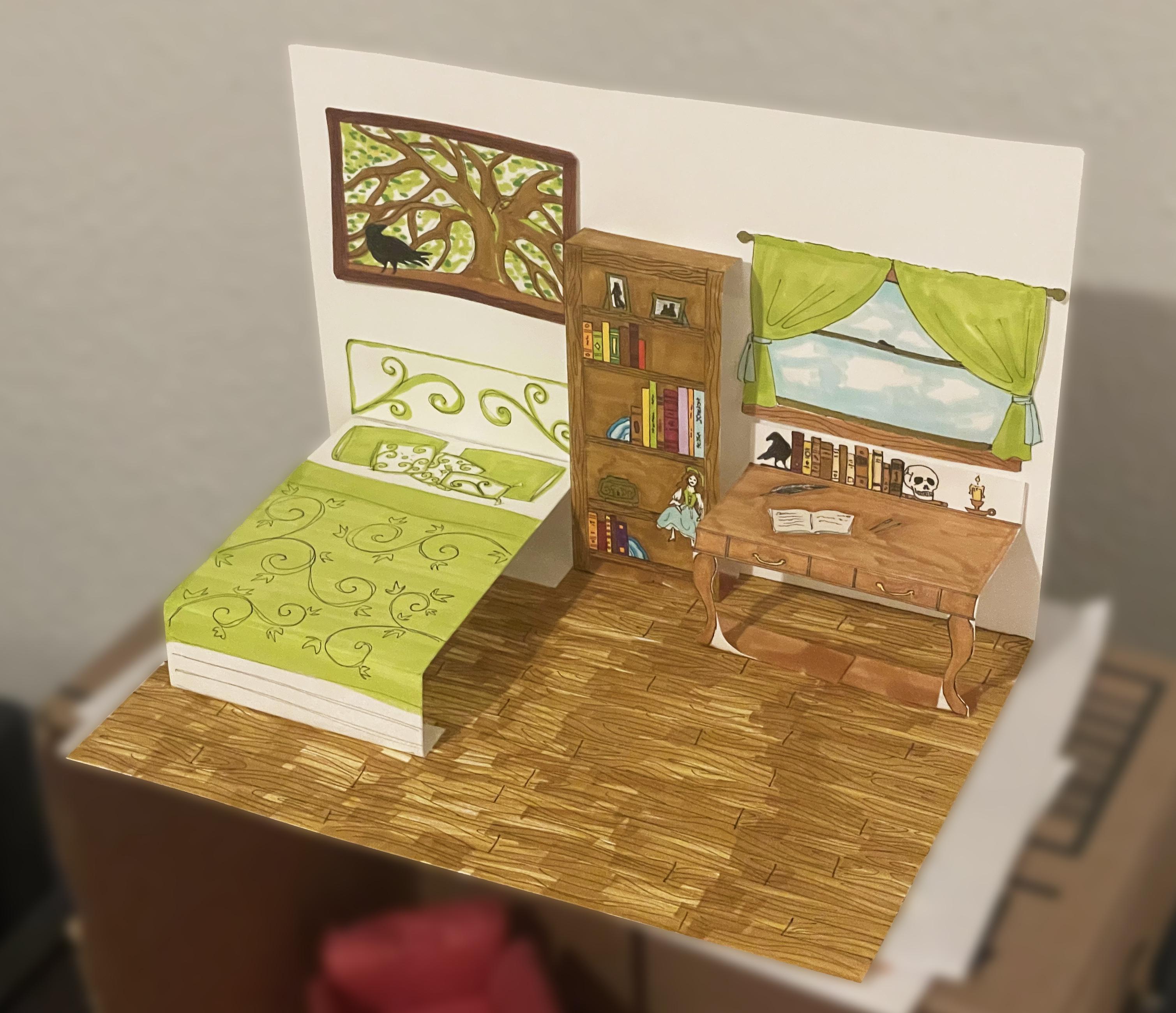 My first attempt at a paper diorama a cozy bedroom rcrafts