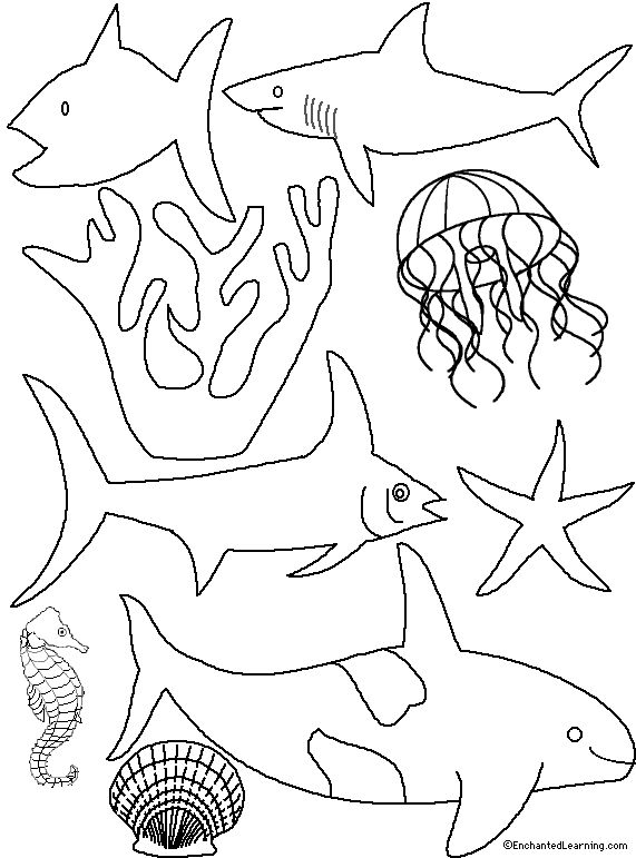 Aquarium paper plate diorama craft template