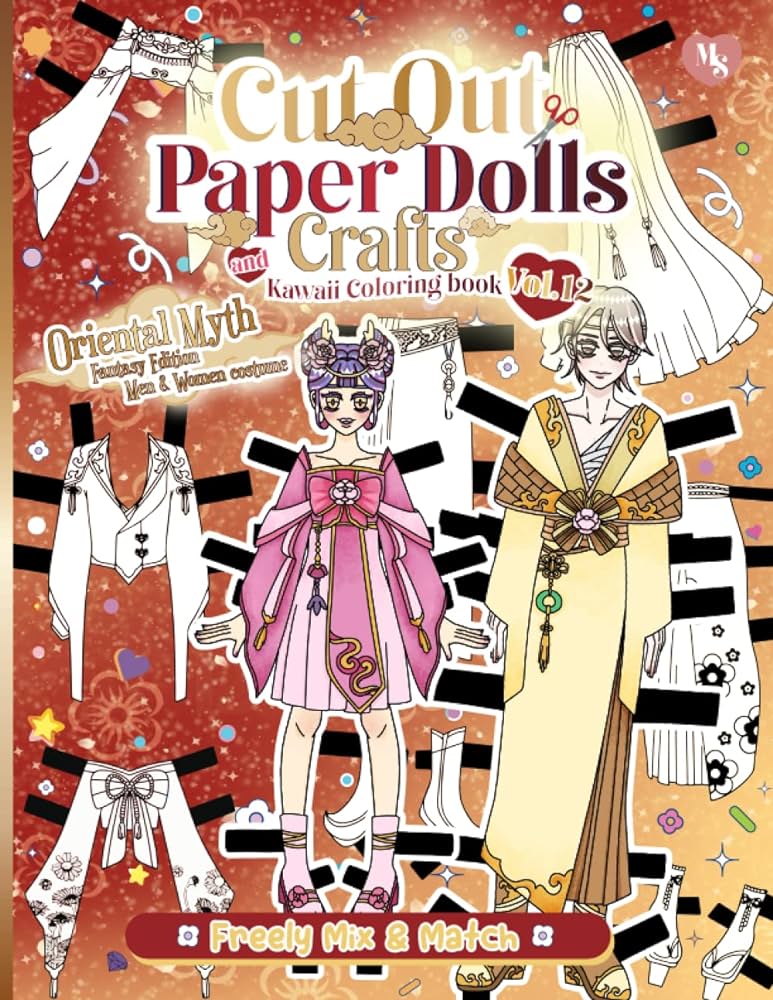 Cut out paper dolls and crafts kawaii loring book oriental myth fantasy edition vol freely mix and match fashion paper dolls activity craft and loring book original illustration anime