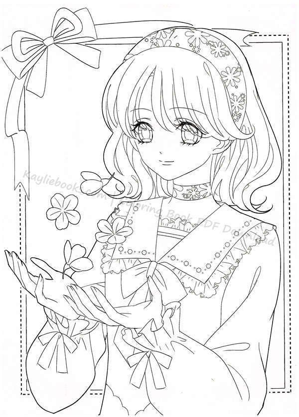 Instant download princess portrait secret garden anime coloring book pdf manga coloring book coloring book art coloring books