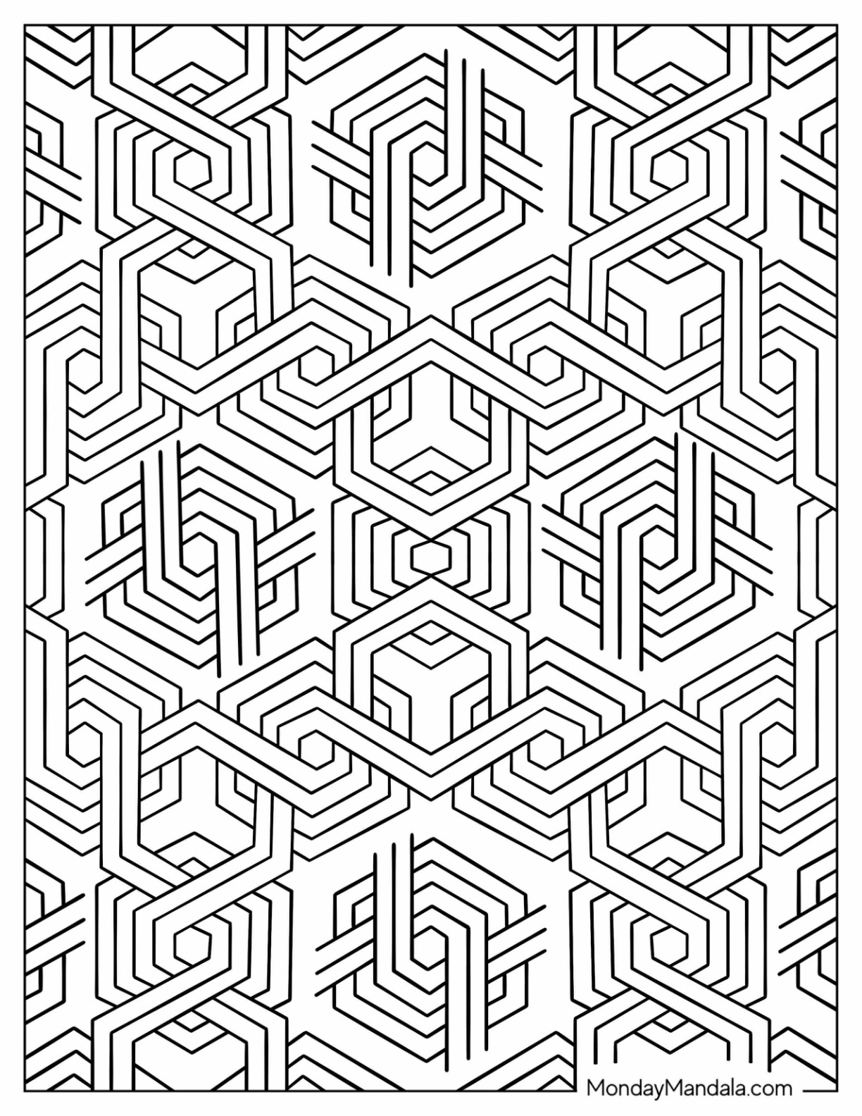 Geometric coloring pages free pdf printables